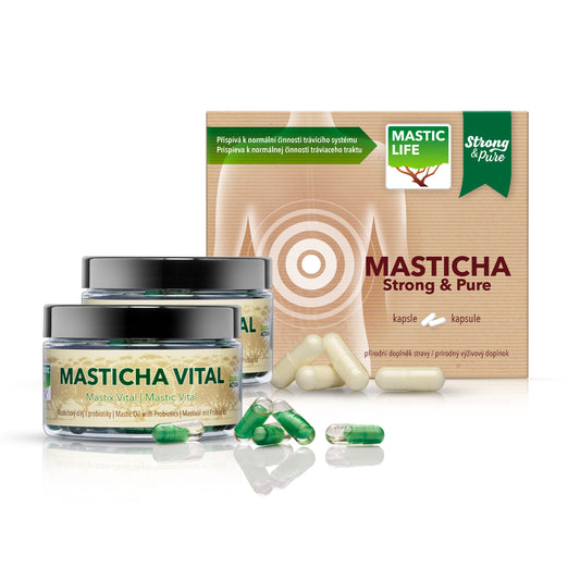 Mastic Gum Extra 60 Days: Pure Mastic Gum capsules, Oil&Probiotics for Digestion