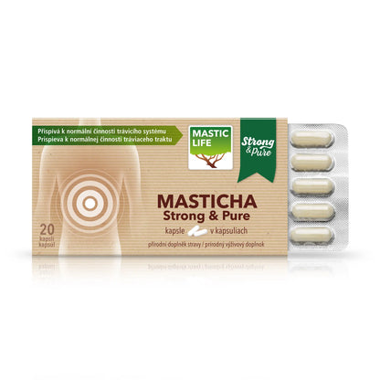 Mastic Strong&Pure Mini Pack, 20 capsules – 100% pure Chios mastic, 350 mg open