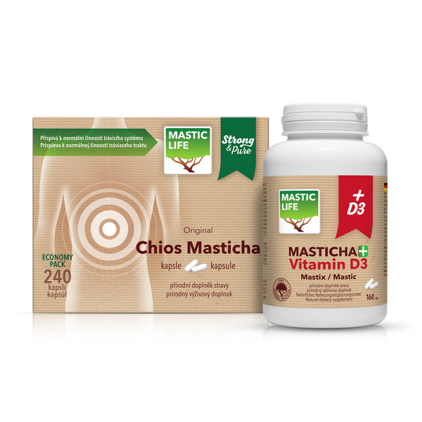 Mastic Plus Pack – Chios mastic Strong&Pure capsules and Mastic+ Vitamin D3